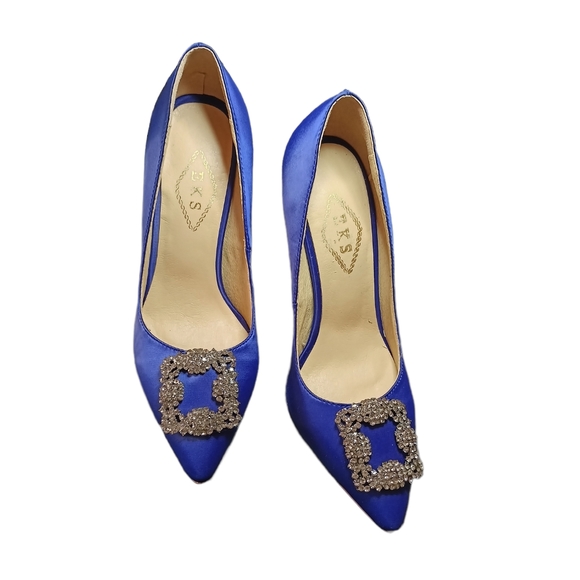 NWOT EKS Royal Satin Pumps W/Rhinestone Embellishments On Toe. - Picture 9 of 16